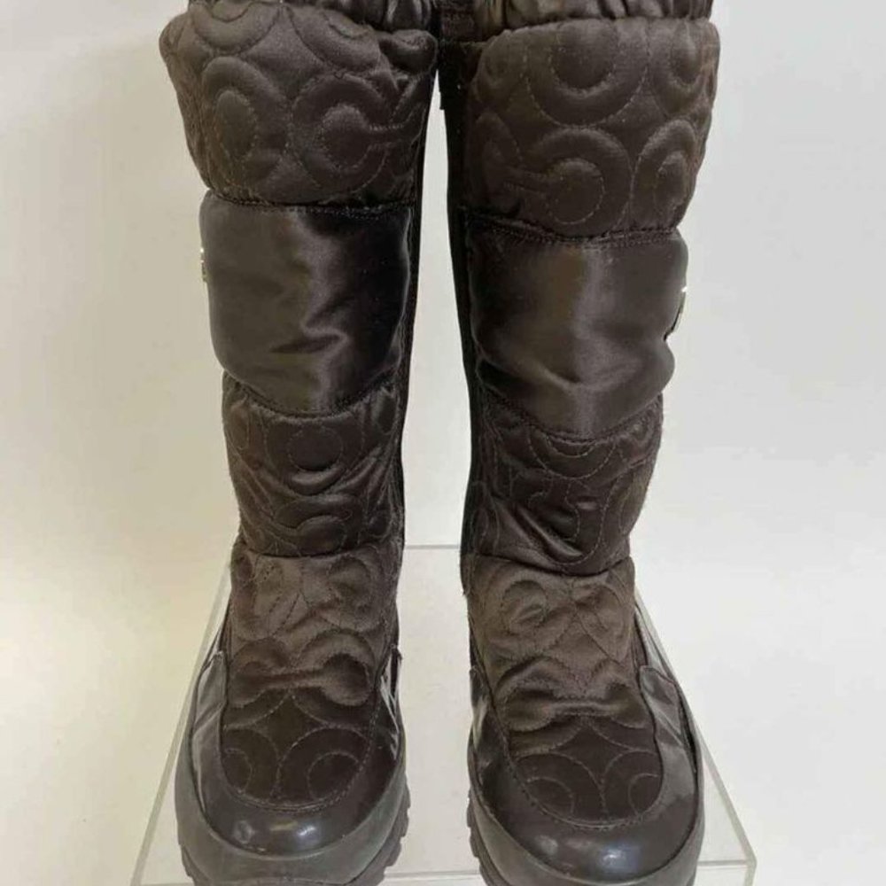 Coach Designer Women's Rain snow Brown Boots - Size 6B - Picture 3 of 7